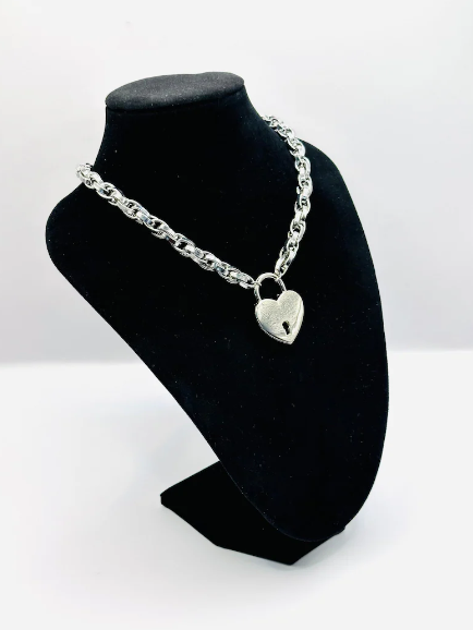 Chunky Heart Padlock Necklace