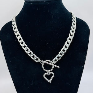 Curb Chain Heart Necklace