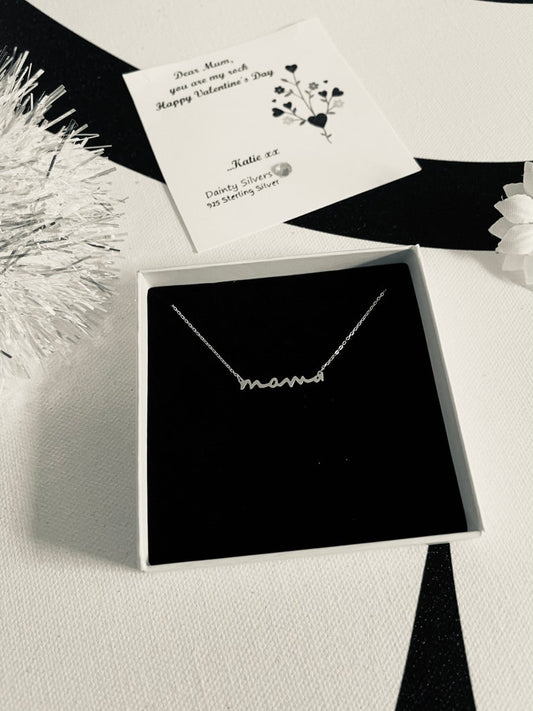 Mama Silver Name Necklace