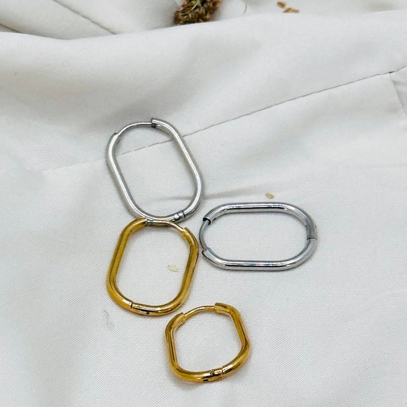 Geometric Oval Square Hoop Earrings