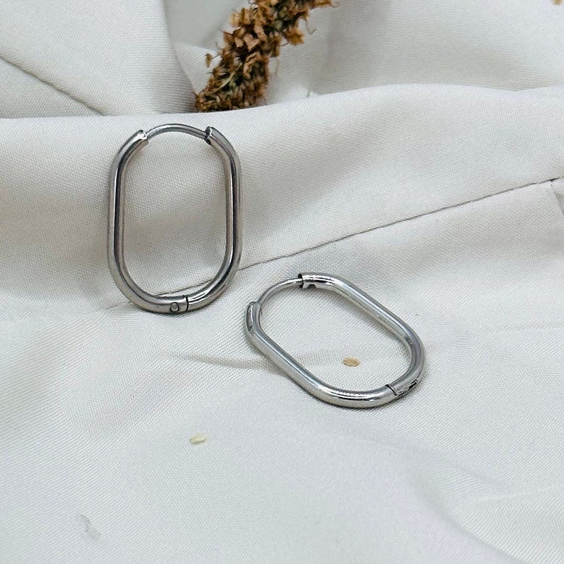 Geometric Oval Square Hoop Earrings