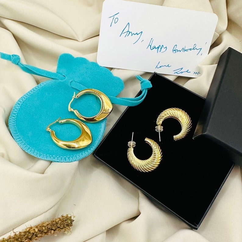 Gold Emerald Green Hoop Earrings