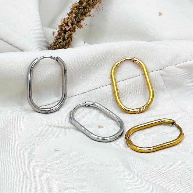 Geometric Oval Square Hoop Earrings
