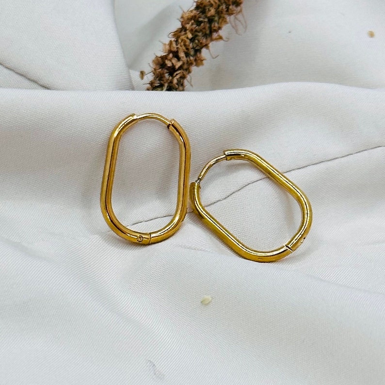 Geometric Oval Square Hoop Earrings