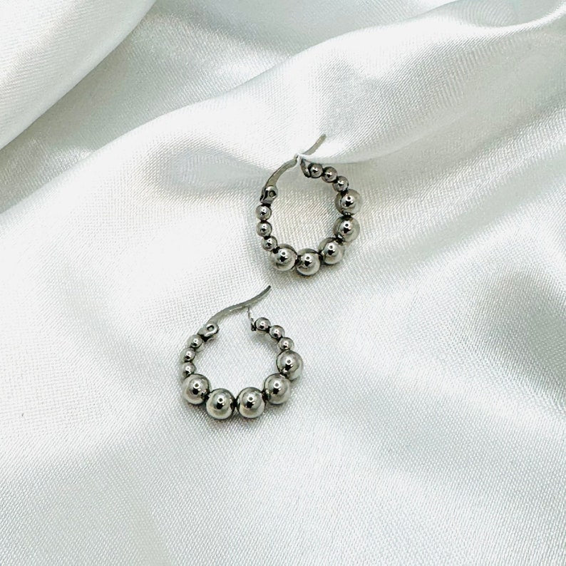 Beaded Ball Hoop Earrings
