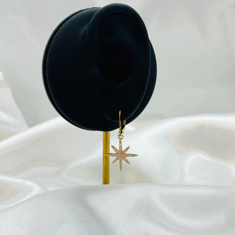 Gold Dainty North Star Earrings