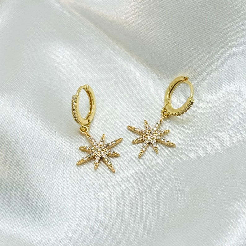 Gold Dainty North Star Earrings