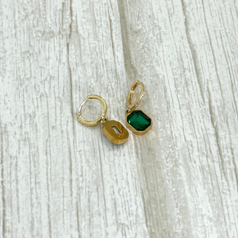 Emerald Huggie Hoop Earrings