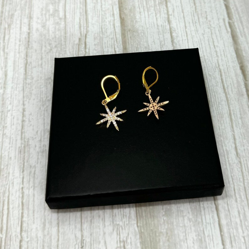 Gold Dainty North Star Earrings