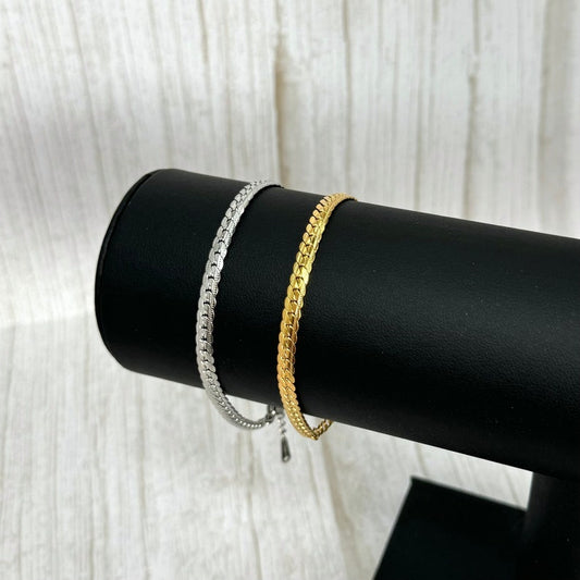 Flat Snake Curb Chain Bracelet