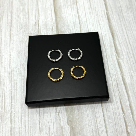 Hammered Texture Hoop Earrings