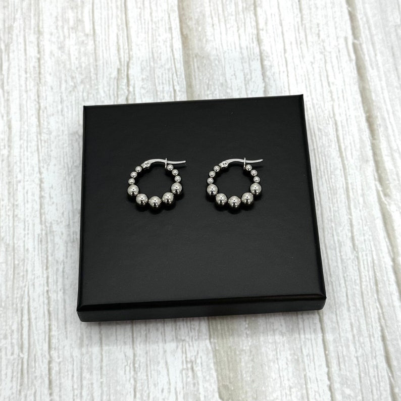 Beaded Ball Hoop Earrings