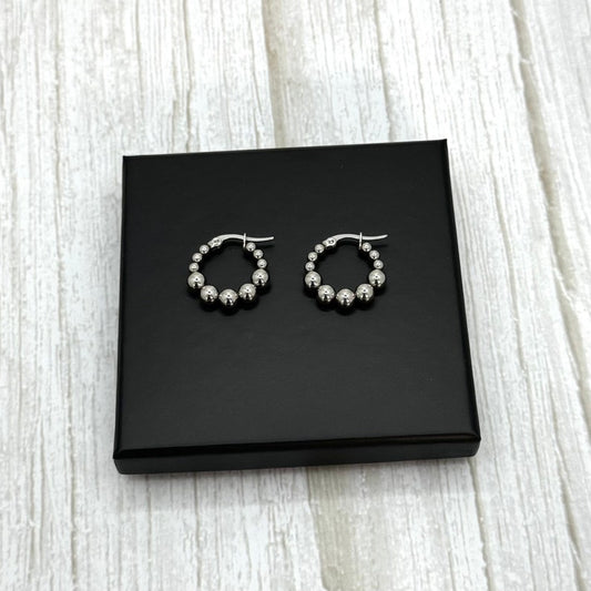 Beaded Ball Hoop Earrings