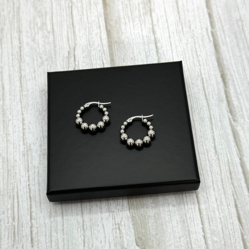 Beaded Ball Hoop Earrings