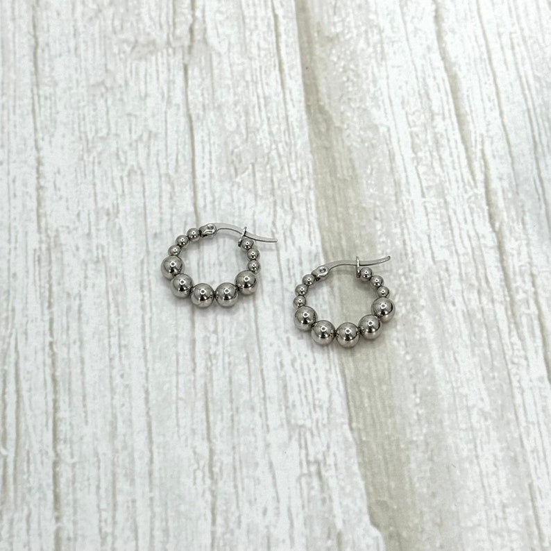 Beaded Ball Hoop Earrings