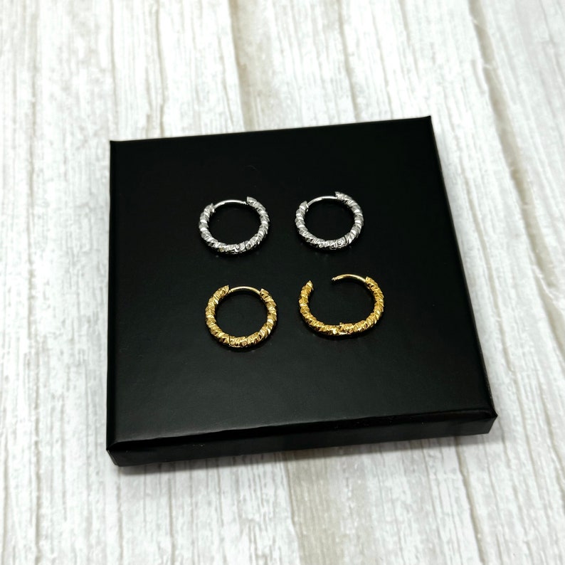 Hammered Texture Hoop Earrings