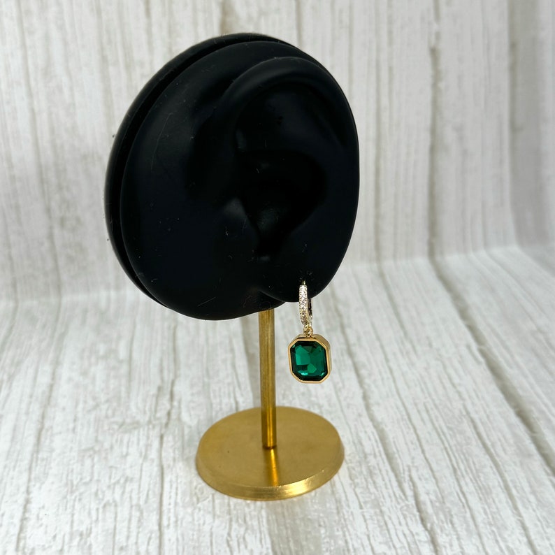 Emerald Huggie Hoop Earrings