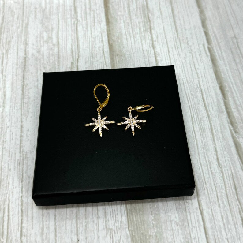 Gold Dainty North Star Earrings