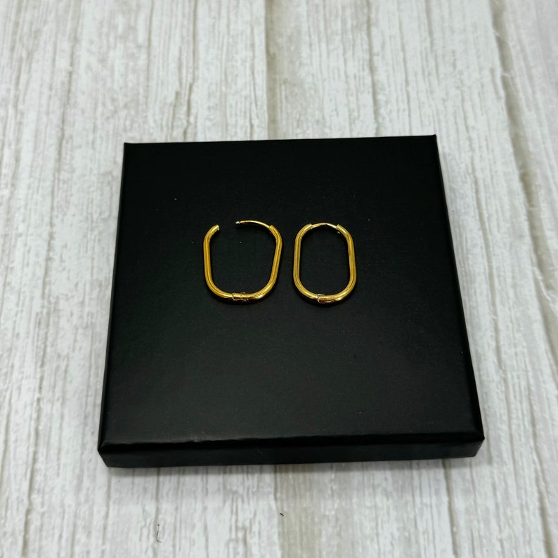 Geometric Oval Square Hoop Earrings