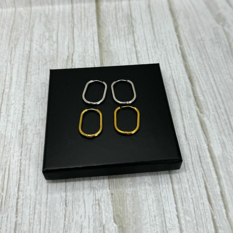 Geometric Oval Square Hoop Earrings