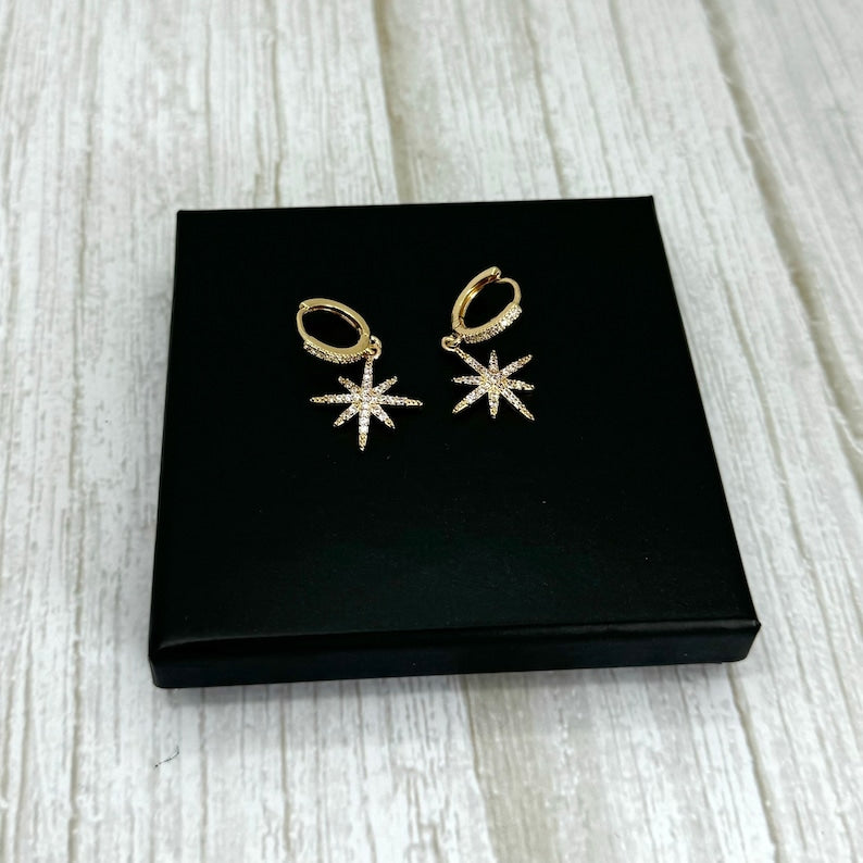 Gold Dainty North Star Earrings