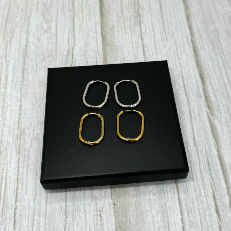 Geometric Oval Square Hoop Earrings