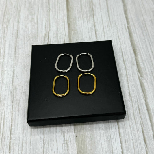 Geometric Oval Square Hoop Earrings