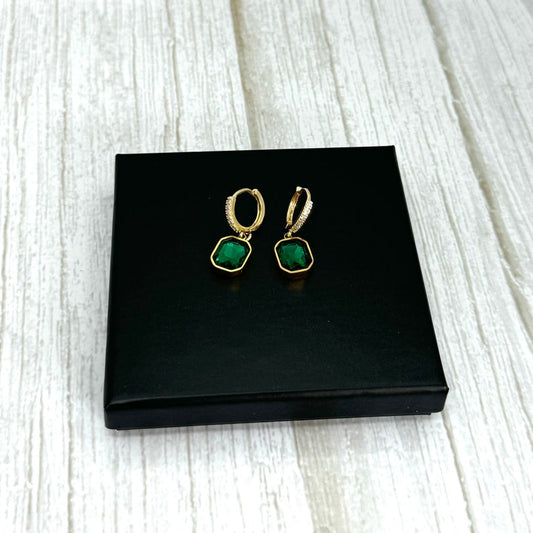 Emerald Huggie Hoop Earrings
