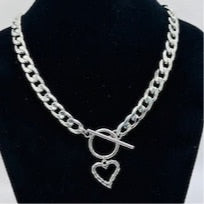 Curb Chain Heart Necklace