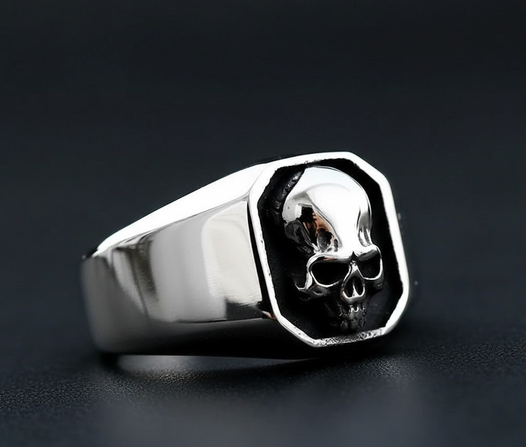 Gold Skull Signet Ring Men's Jewellery