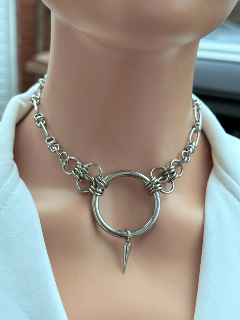 O-Ring Spike Choker Chain Necklace