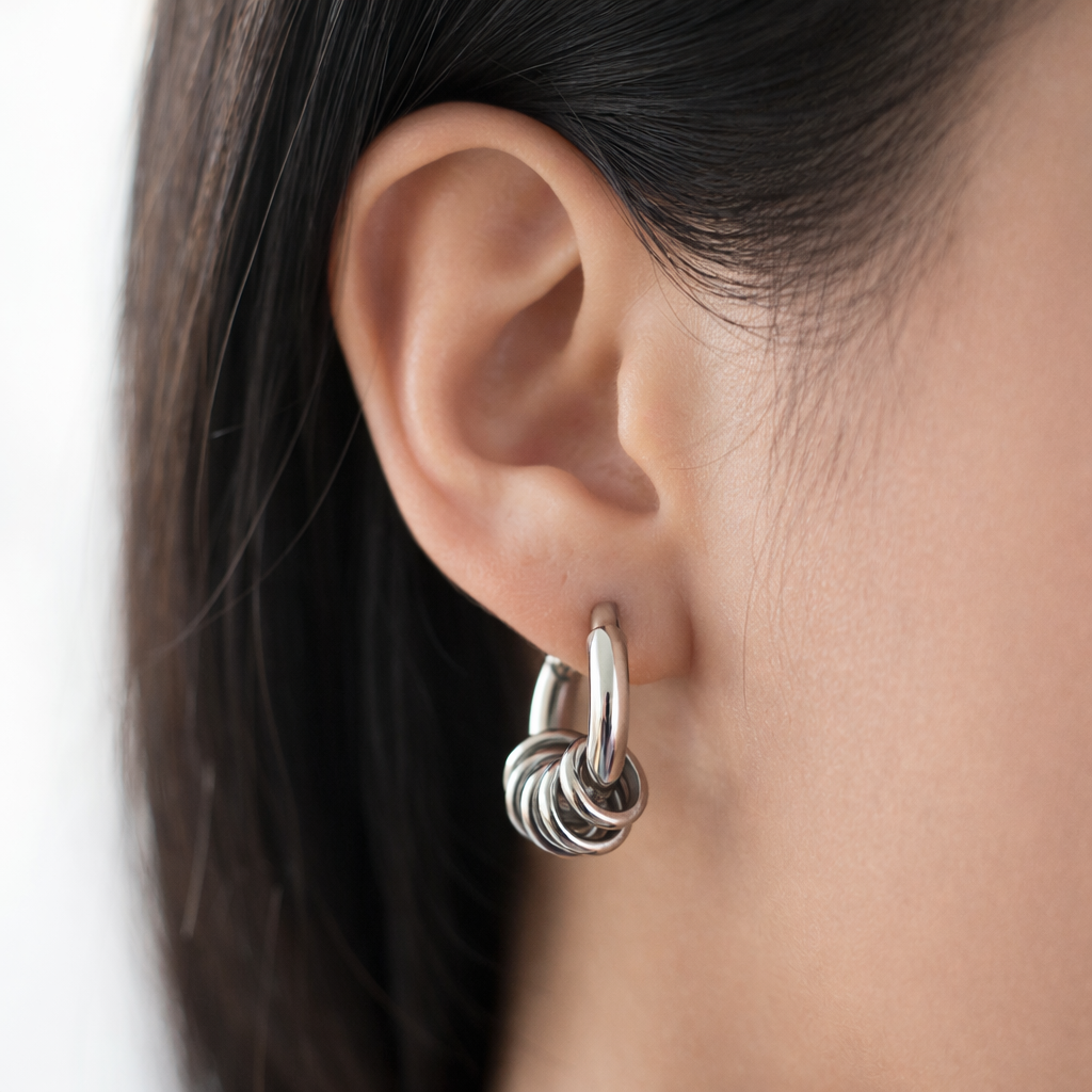 Silver Multi-Hoop Huggie Earrings