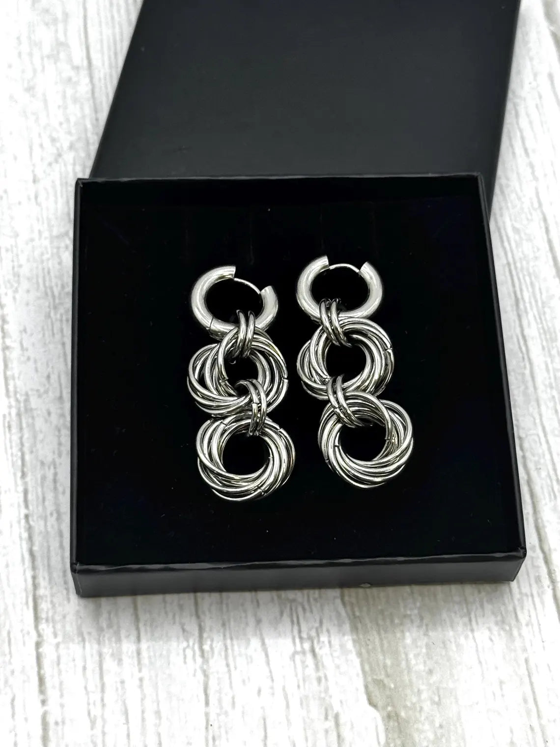 Chainmail Ring Drop Earrings