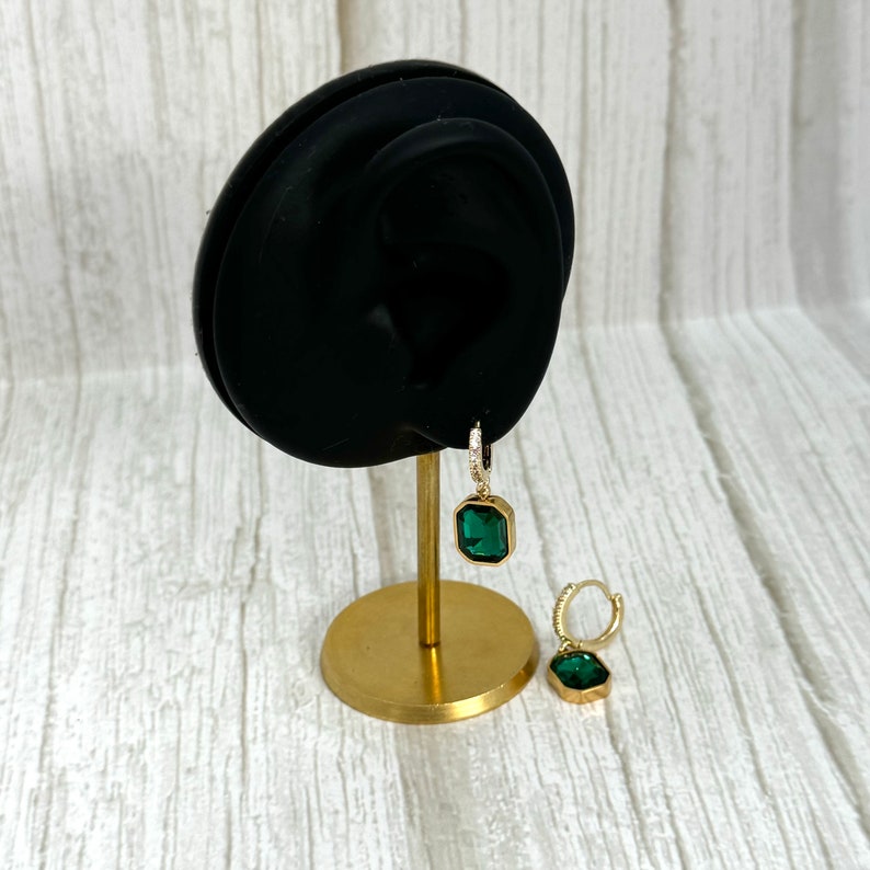 Emerald Huggie Hoop Earrings