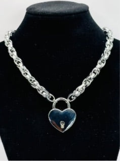 Chunky Heart Padlock Necklace
