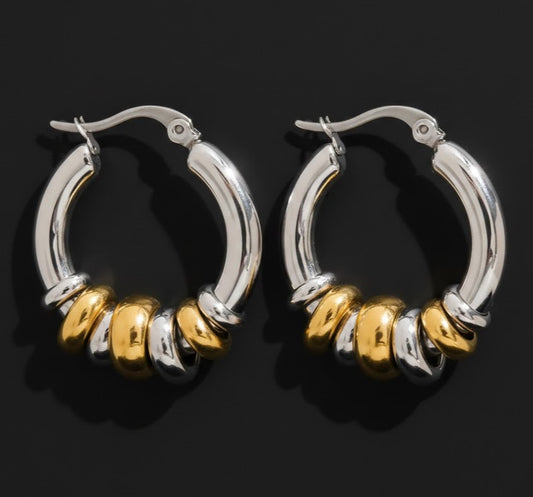 Mixed Hoop Hinge Rings Earrings
