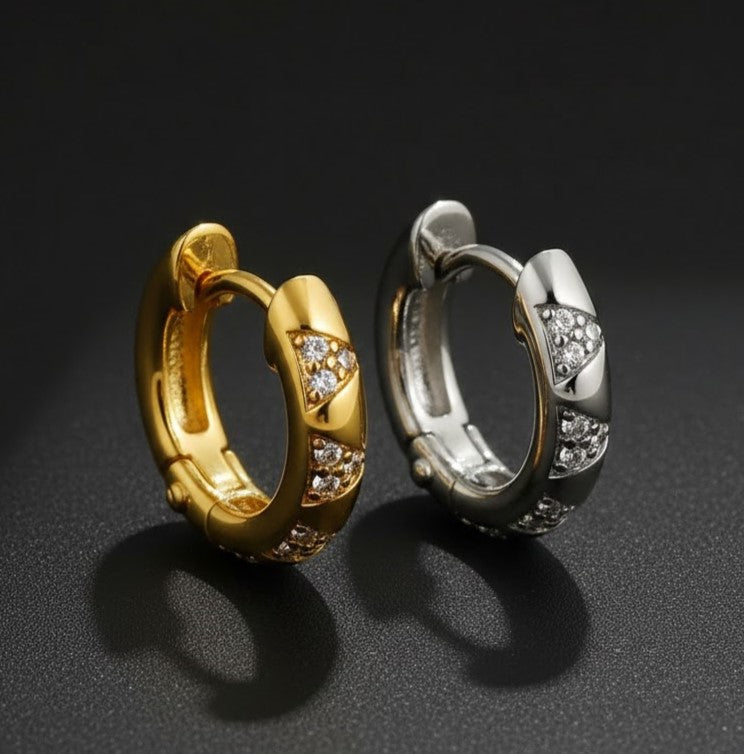 Mixed CZ Circles Hoop Earrings