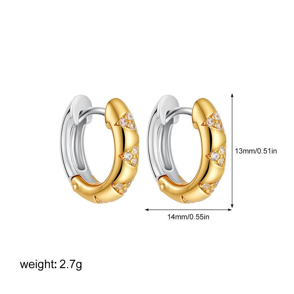 Mixed CZ Circles Hoop Earrings
