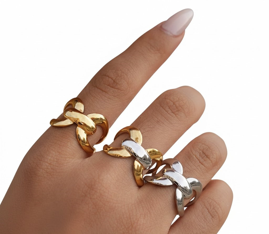 Women's Gold & Silver Statement Adjustable Ring
