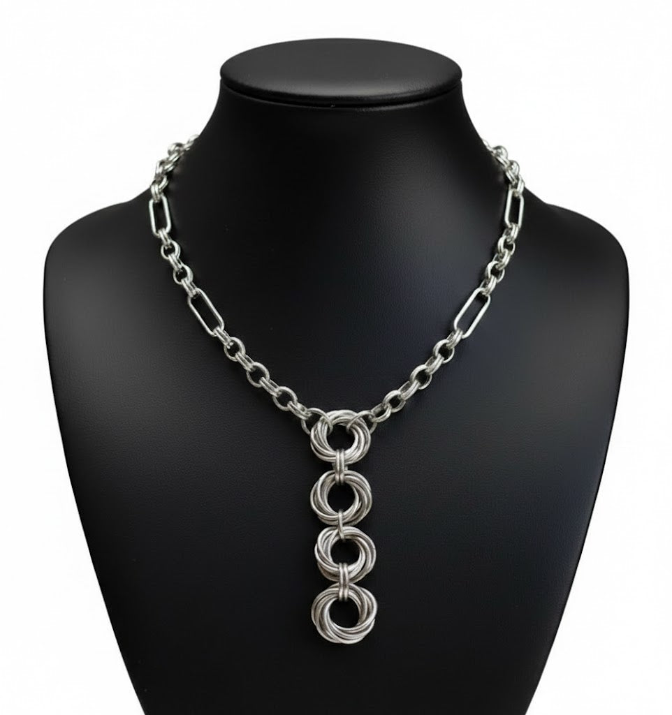Silver Chainmail Drop Necklace Jewellery