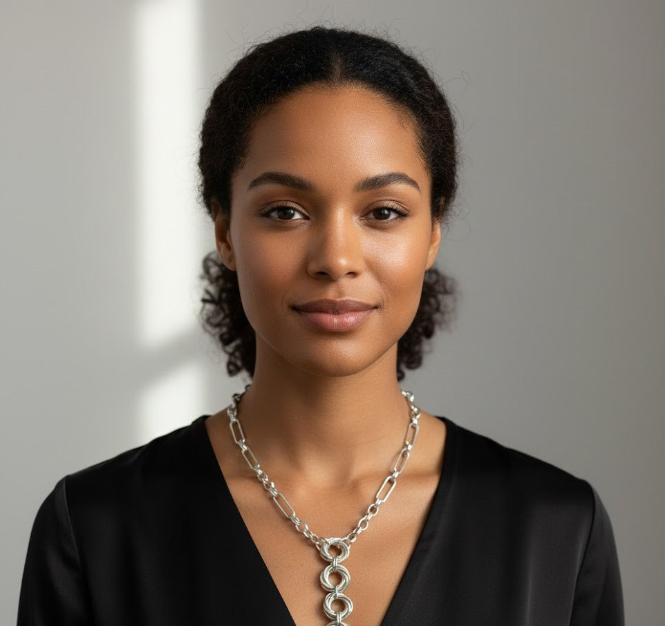 Silver Chainmail Drop Necklace Jewellery