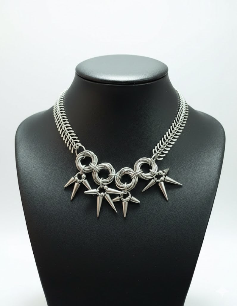 Spikes Spine Ring Chain Necklace