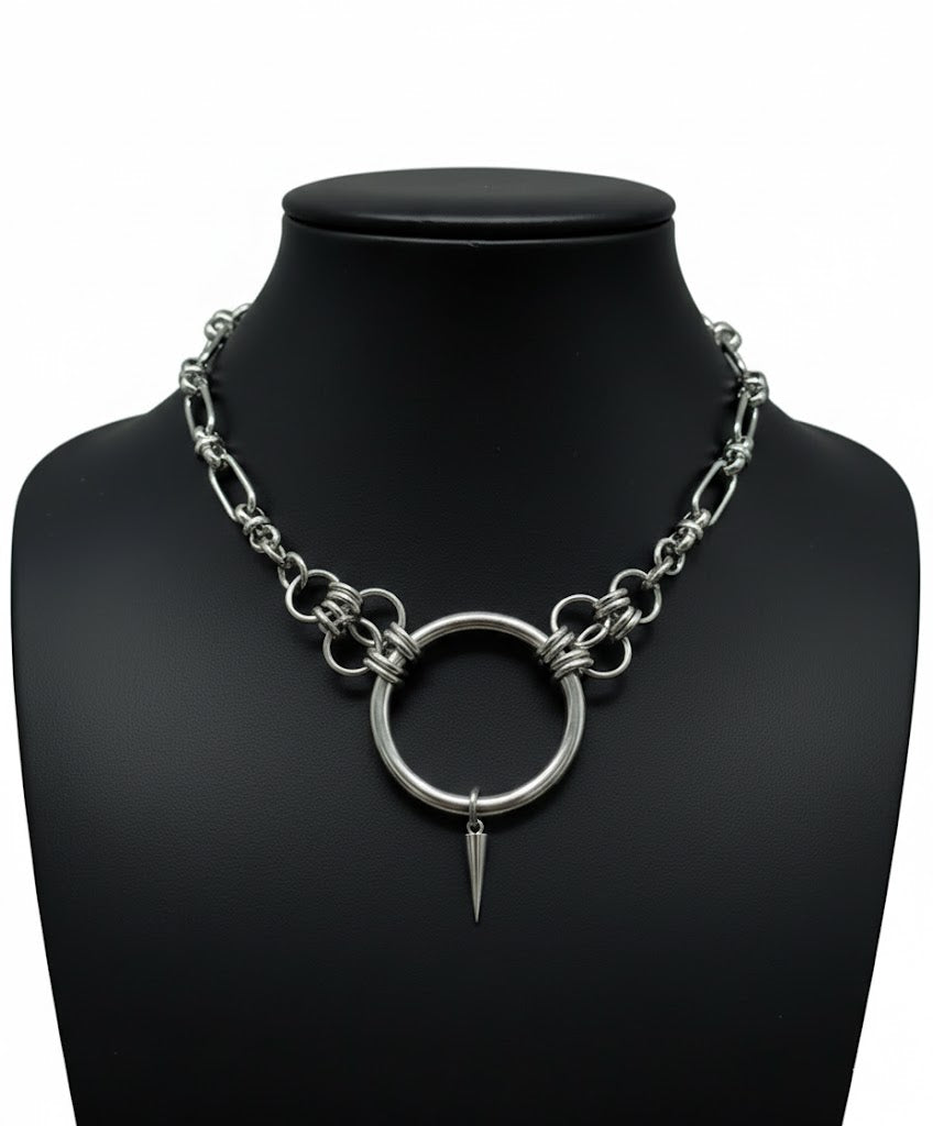O-Ring Spike Choker Chain Necklace