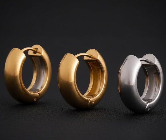 Gold Silver Chunky Round Hoop Earrings