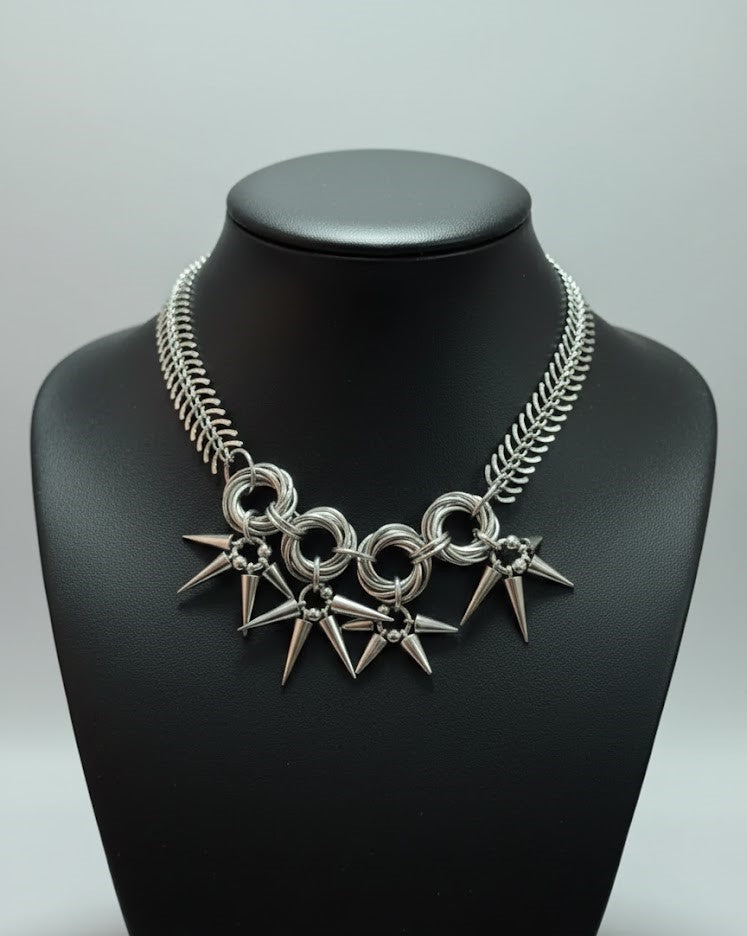Spikes Spine Ring Chain Necklace