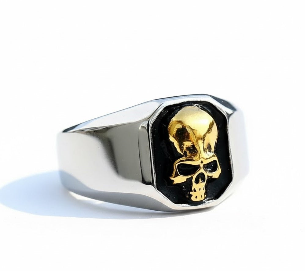 Gold Skull Signet Ring Men's Jewellery