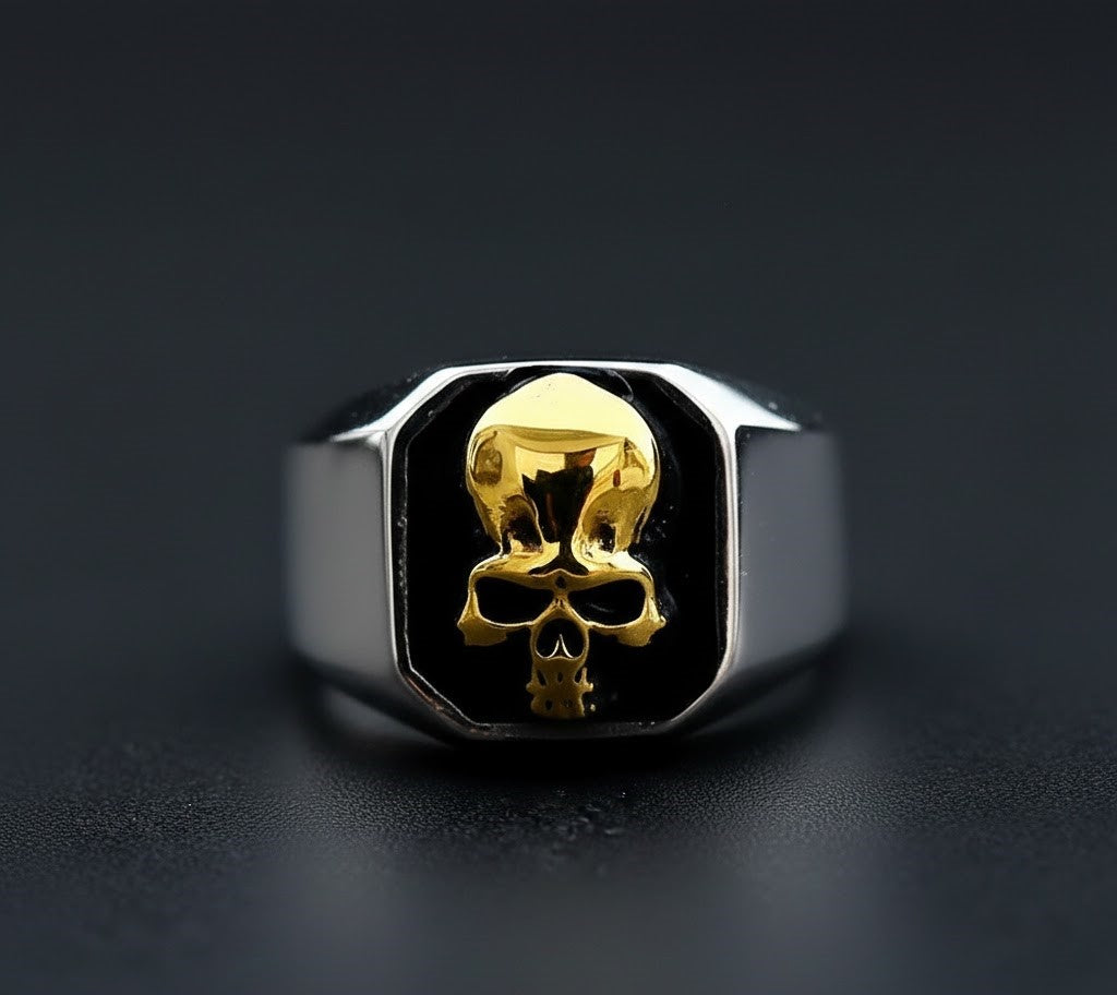 Gold Skull Signet Ring Men's Jewellery