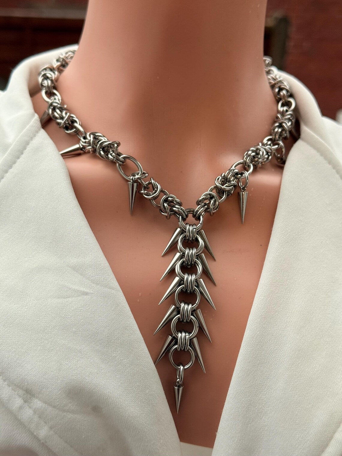 Y-Drop Multi-Spike Chain Necklace