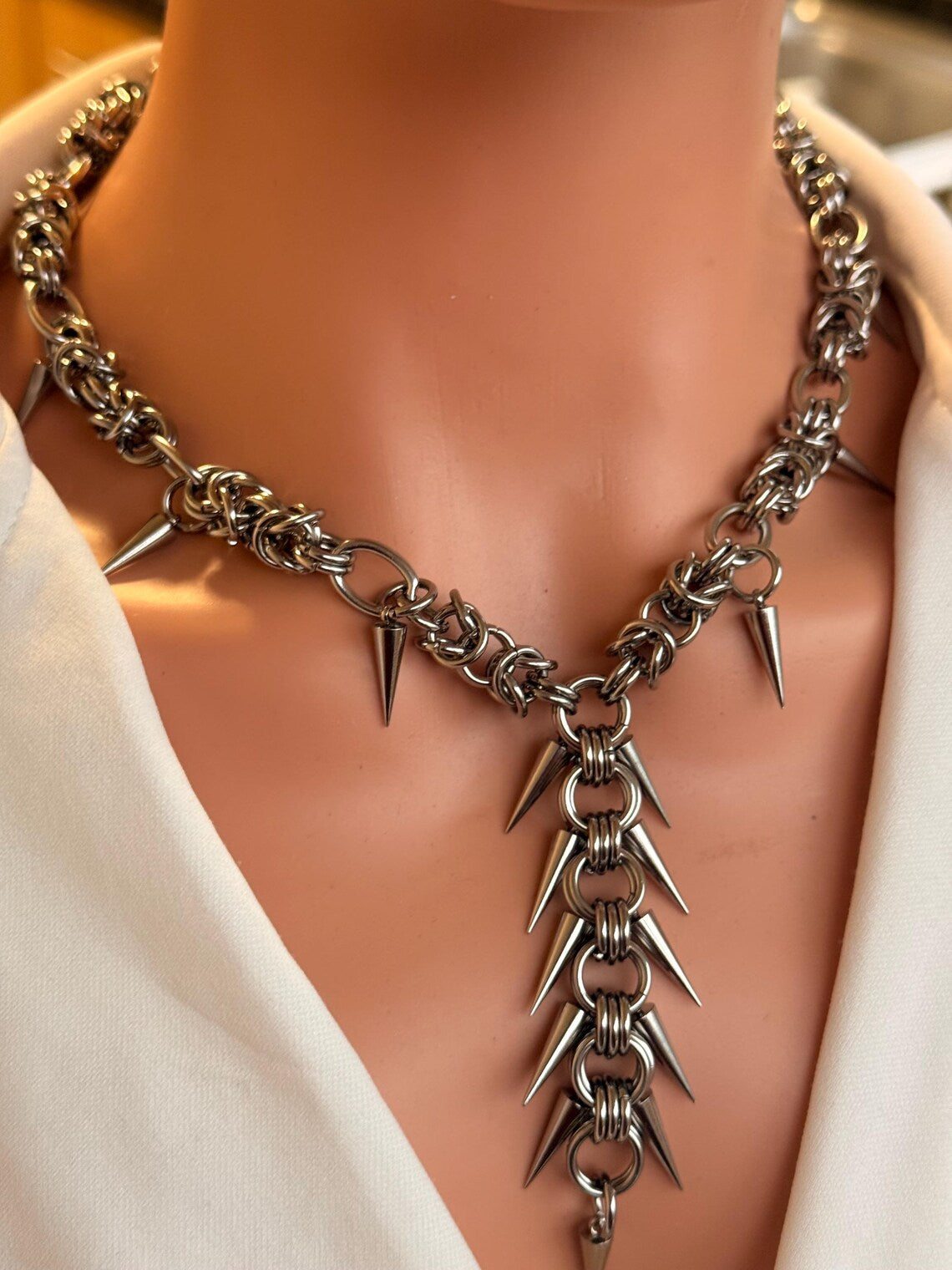 Y-Drop Multi-Spike Chain Necklace