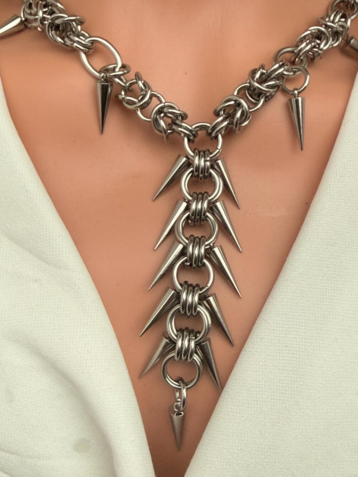 Y-Drop Multi-Spike Chain Necklace